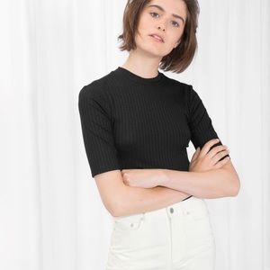 Classic Black Ribbed Women's Top